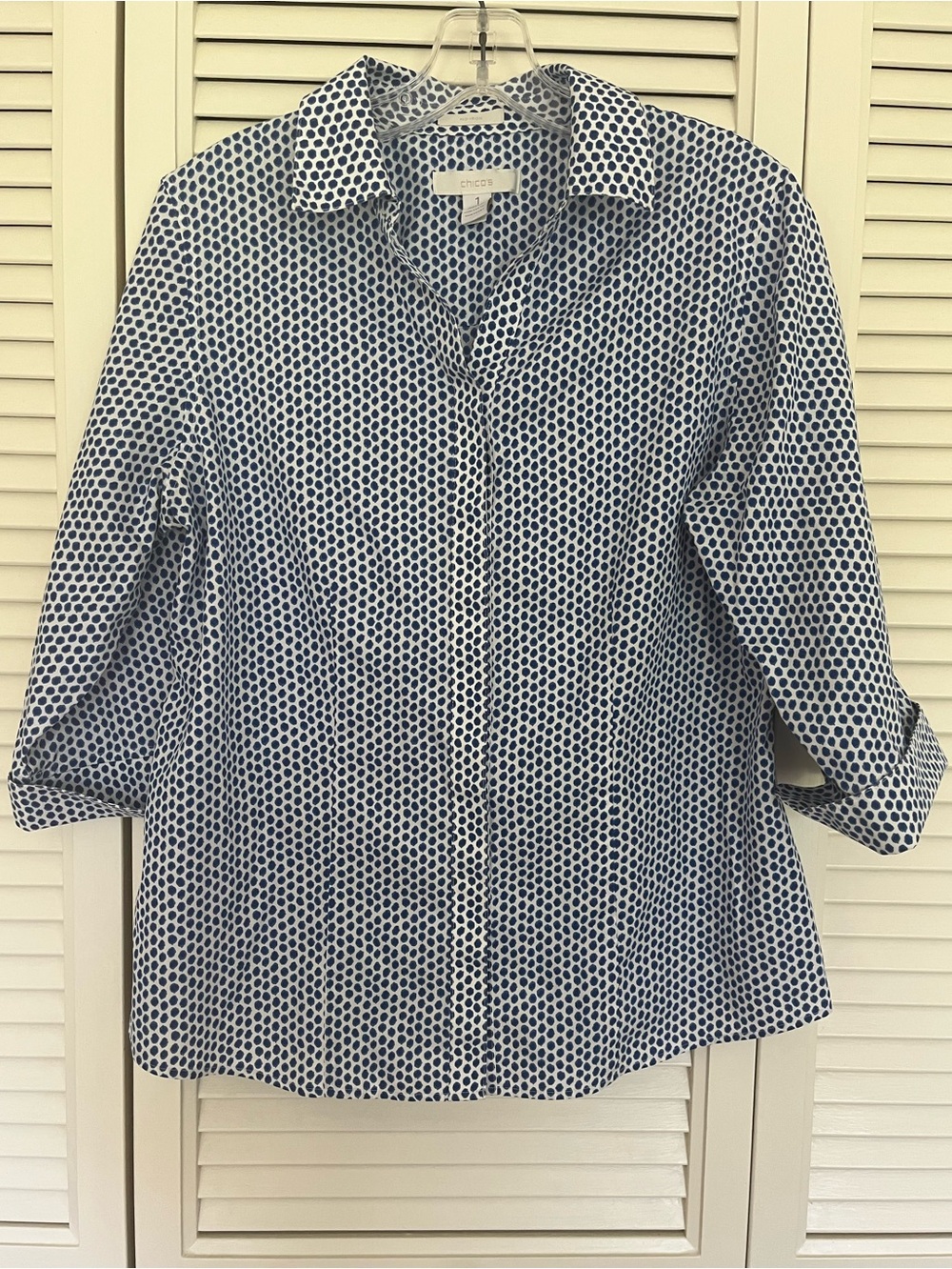 Chicos poka dot button up blouse